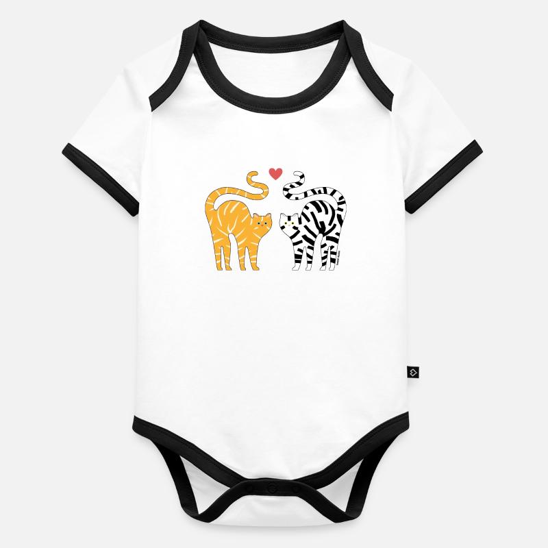 Katzenpaar I Design by Baddeldaddel Baby Bio-Kurzarm-Kontrastbody