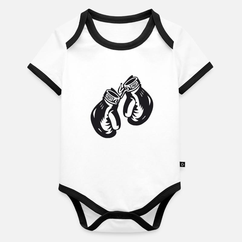 Boxhandschuhe Body Bébé bio contrasté manches courtes
