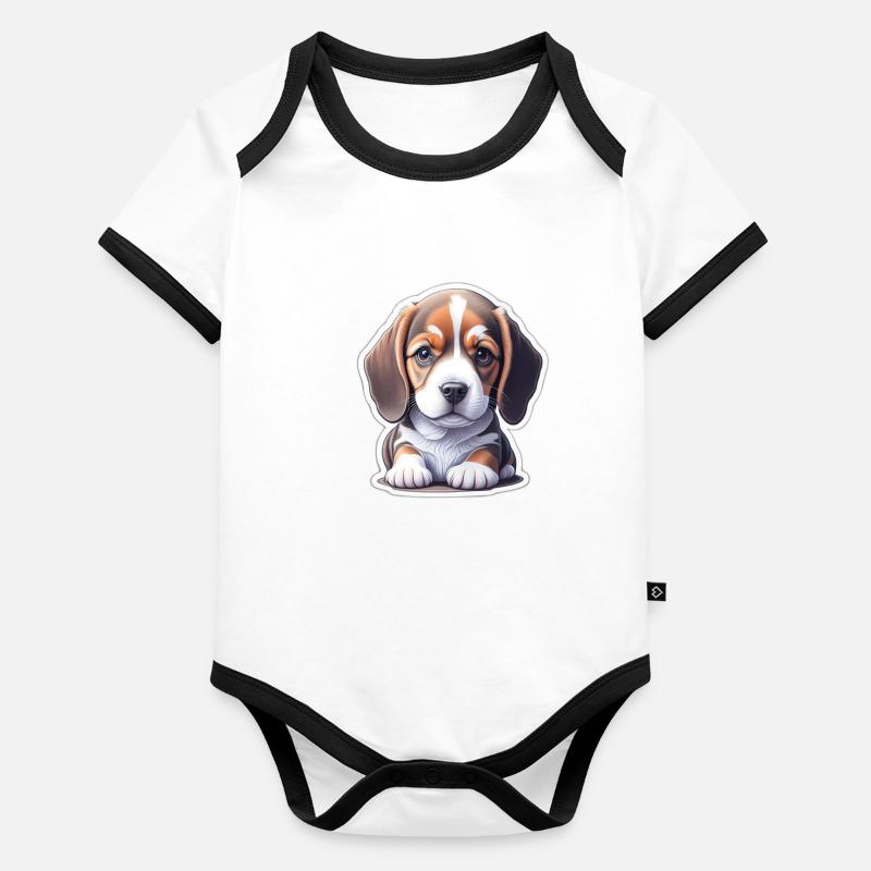 Entzückend-Süßer Beagle Welpe Baby Bio-Kurzarm-Kontrastbody