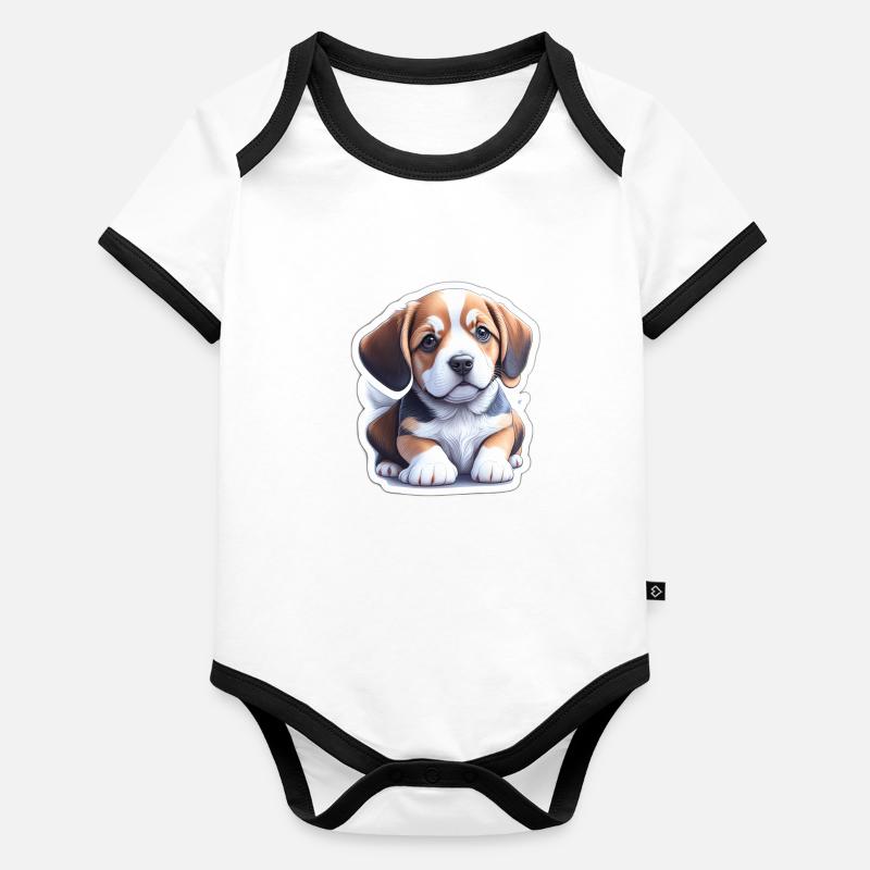 Chiot Beagle mignon Body Bébé bio contrasté manches courtes