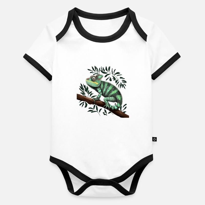 Chameleon Branch Reptiles Organic Baby Contrasting Bodysuit