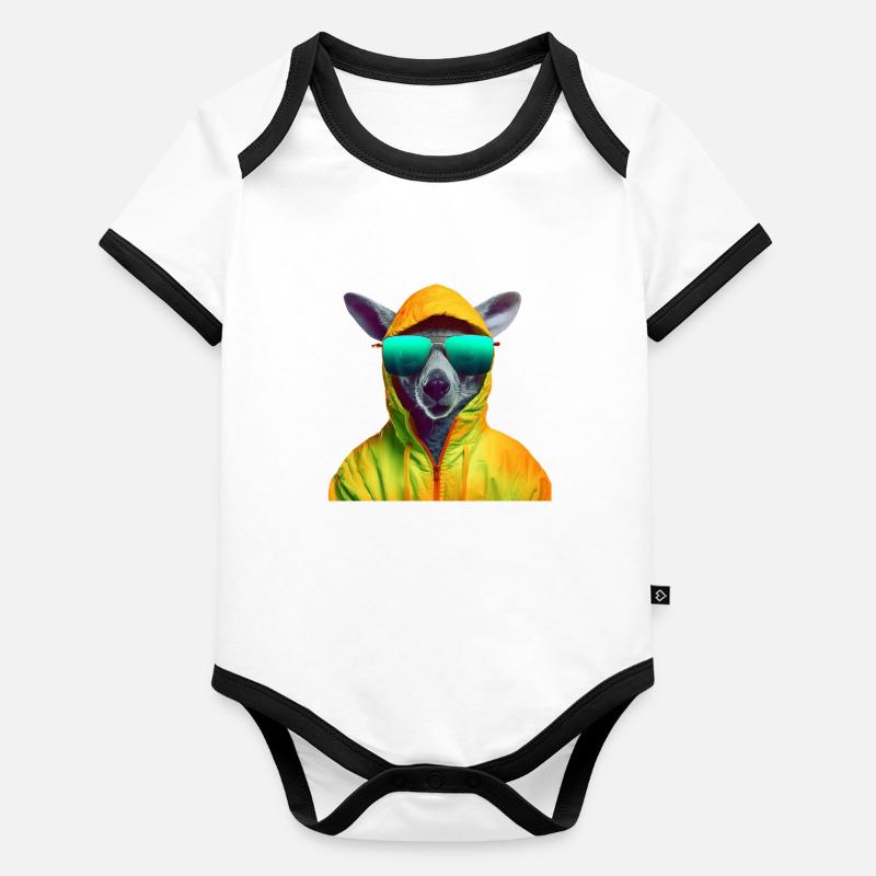 Känguru mit Sonnenbrille Beuteltier Kangaroo Baby Bio-Kurzarm-Kontrastbody