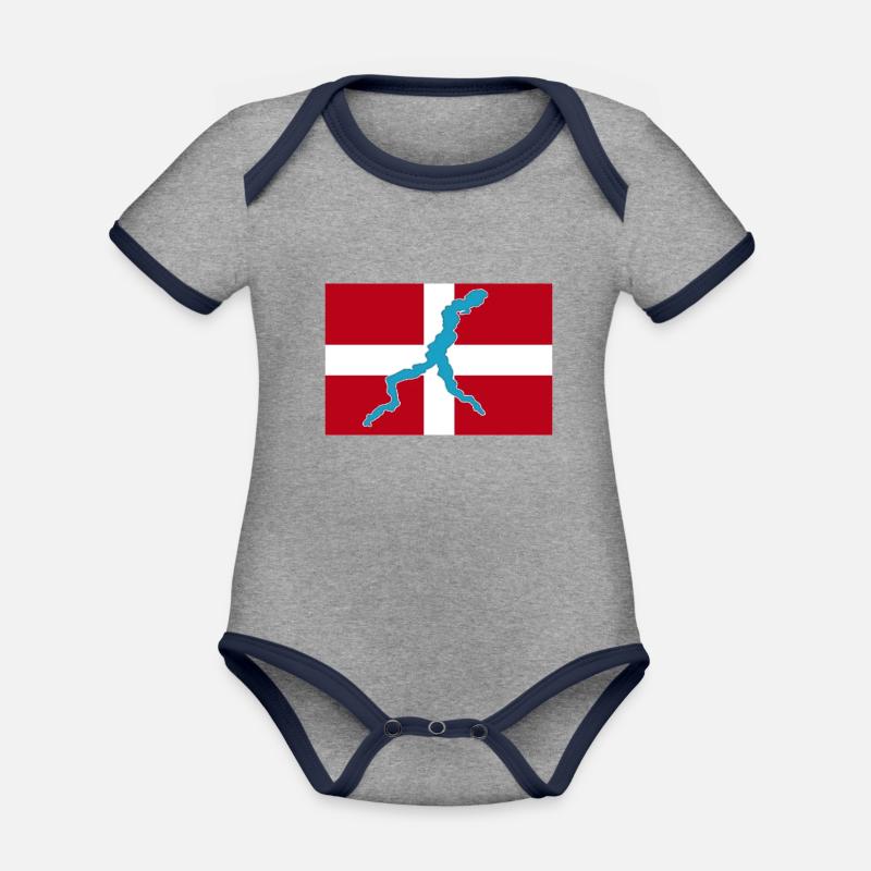 Como - Baby Bio-Kurzarm-Kontrastbody - Grau meliert/Navy