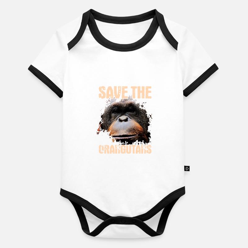 Protège les orangs-outans Body Bébé bio contrasté manches courtes