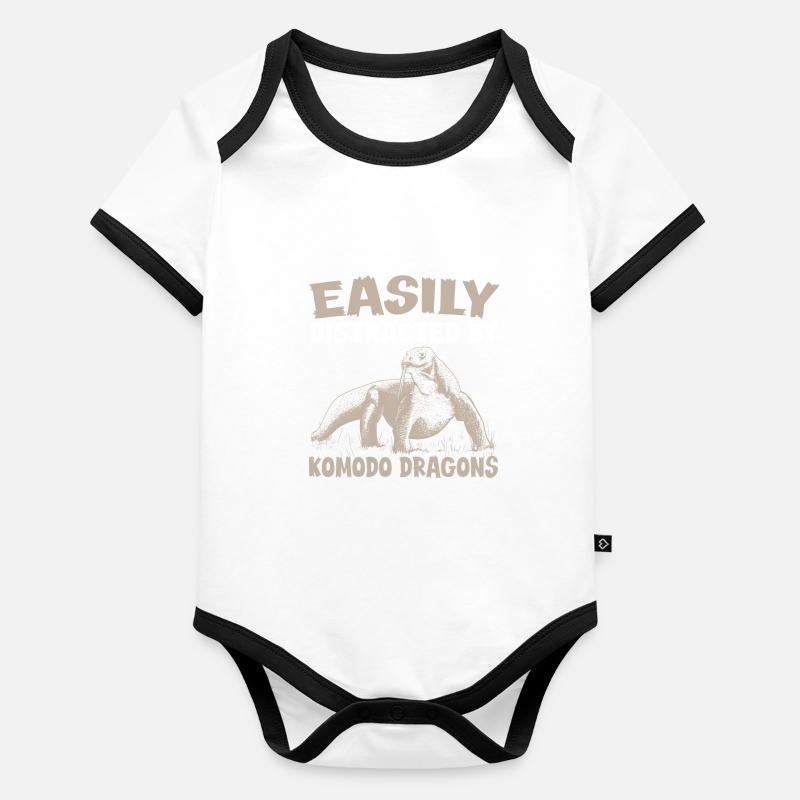 Komodowaran Echsenliebhaber Baby Bio-Kurzarm-Kontrastbody