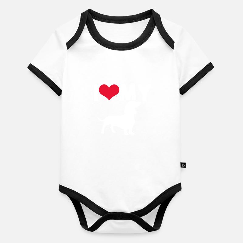 Teckel Amour Body Bébé bio contrasté manches courtes