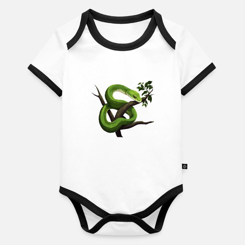Serpent Mamba vert Body Bébé bio contrasté manches courtes
