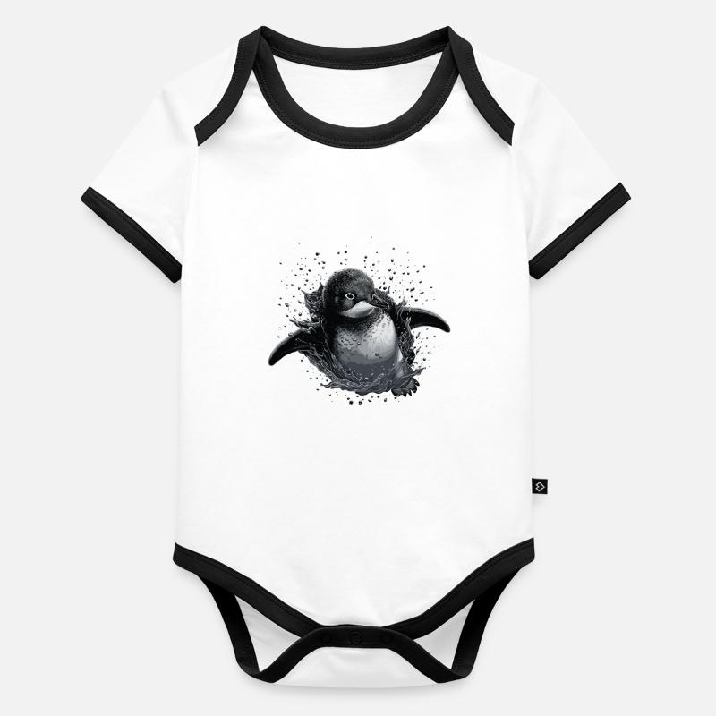 Pinguin Baby Vogel Küken Baby Bio-Kurzarm-Kontrastbody