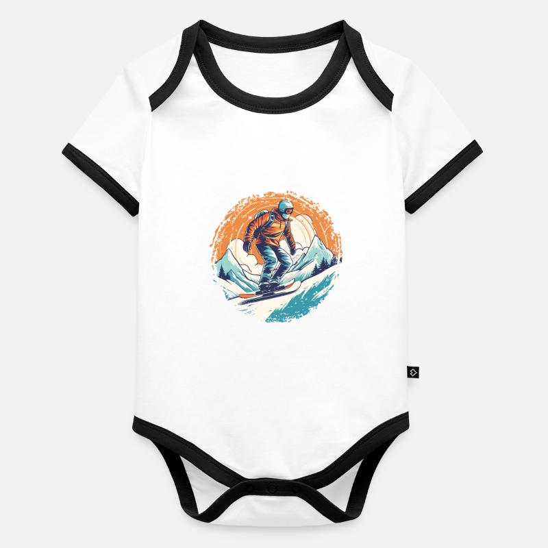 Snowboarden oder Skifahren und dann Après-Ski Baby Bio-Kurzarm-Kontrastbody