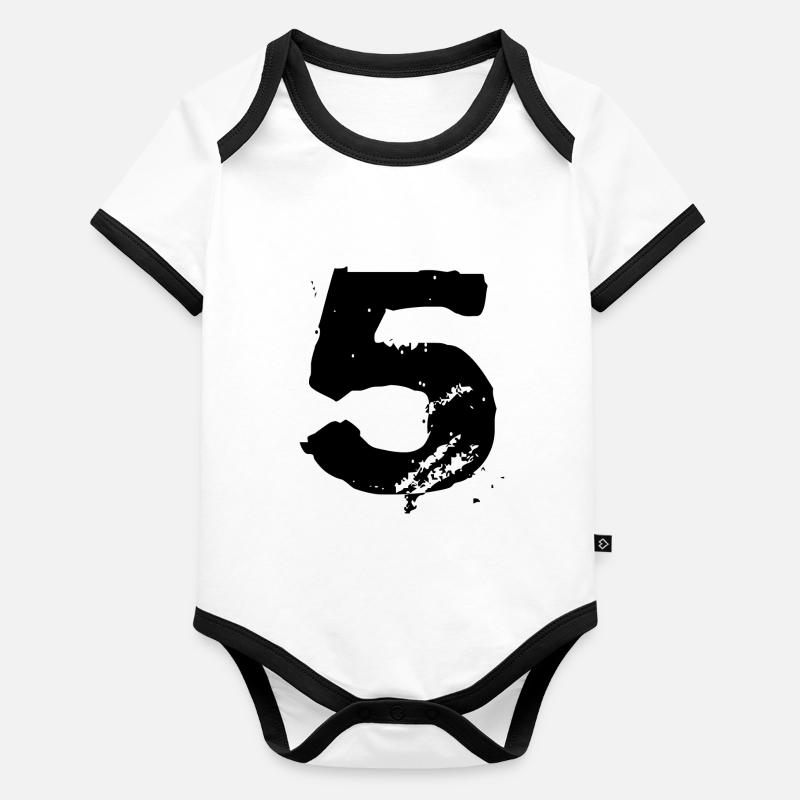 Maillot 5 numéros Body Bébé bio contrasté manches courtes