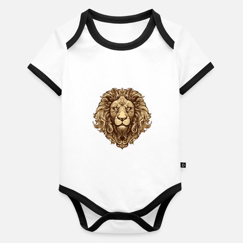 Löwe Kopf Tier Baby Bio-Kurzarm-Kontrastbody