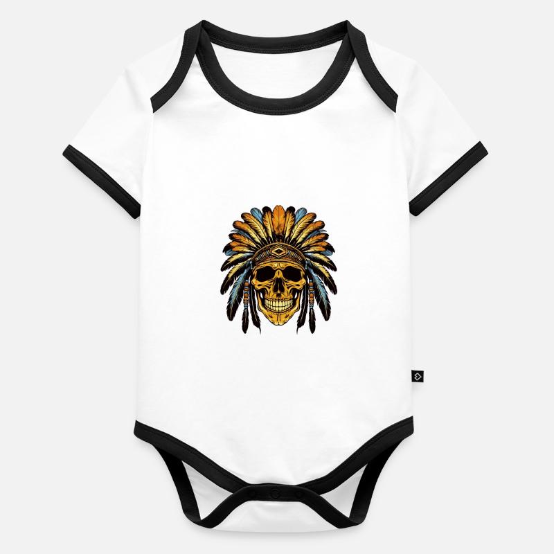 Chef Crâne Apache Indien Body Bébé bio contrasté manches courtes