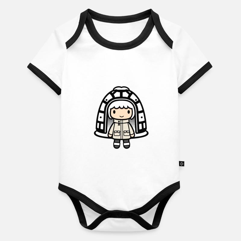 Hiver Eskimo Igloo Mignon Body Bébé bio contrasté manches courtes