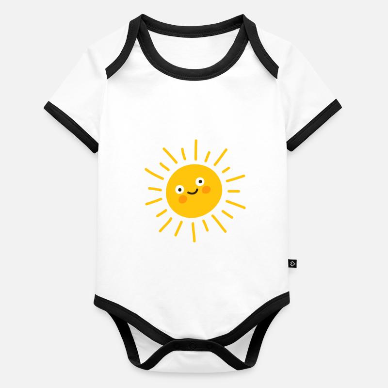 Été, soleil, soleil, vacances, rayon de soleil Body Bébé bio contrasté manches courtes