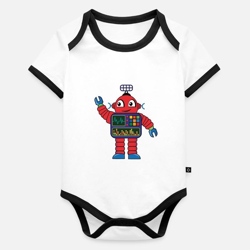 Small red robot Organic Baby Contrasting Bodysuit