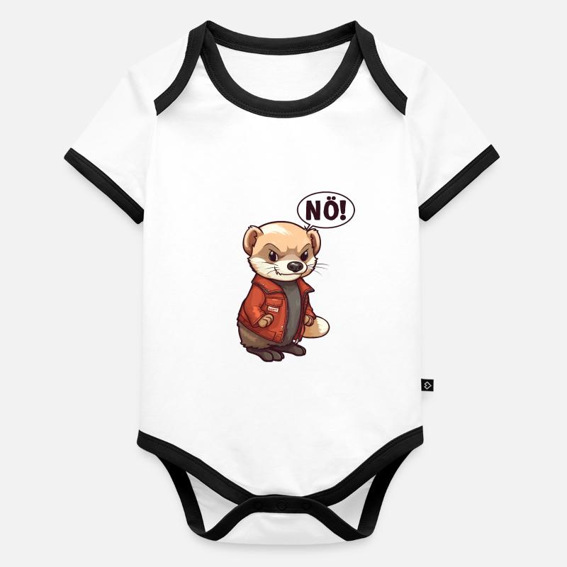 Frettchen Nö Nein Baby Bio-Kurzarm-Kontrastbody