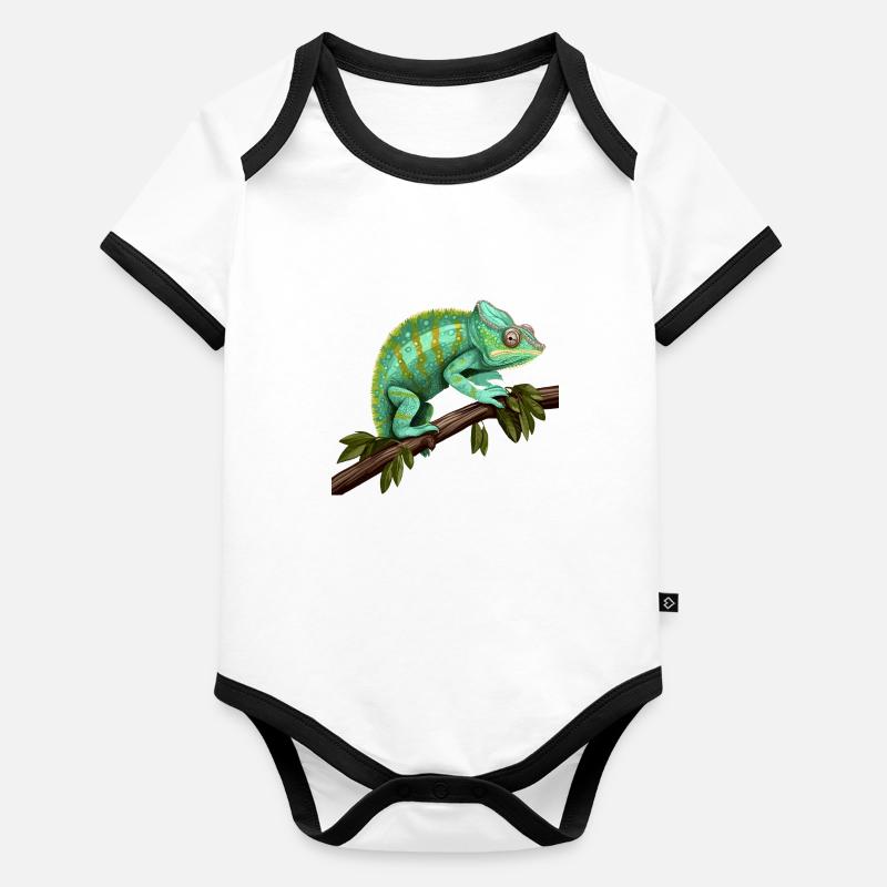 Chamäleon Ast Reptilien Baby Bio-Kurzarm-Kontrastbody