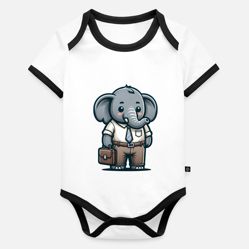 Professeur d’éléphant mignon Body Bébé bio contrasté manches courtes