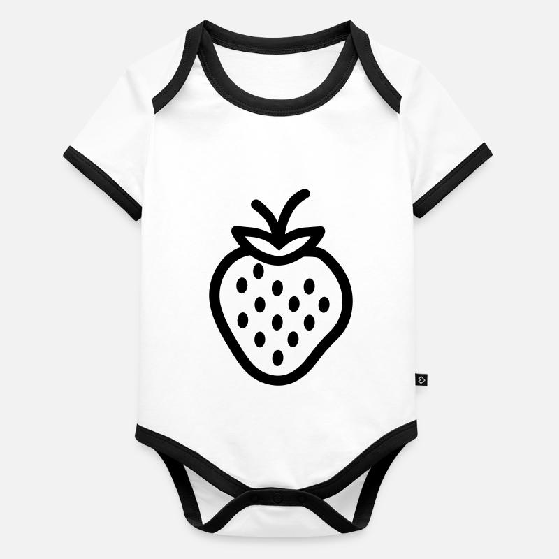 fraise Body Bébé bio contrasté manches courtes