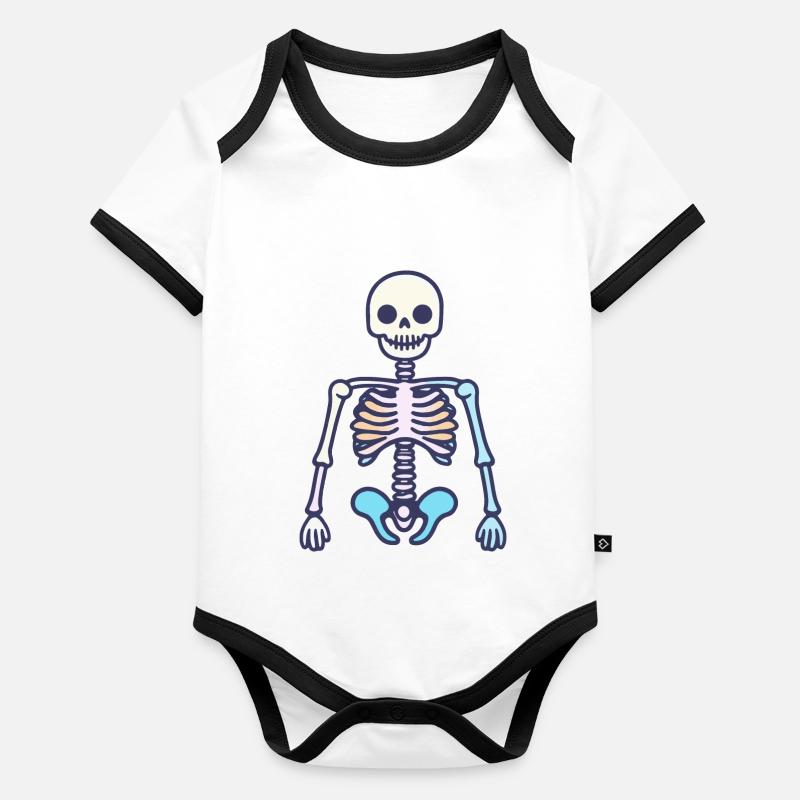 Skelett Halloween Baby Bio-Kurzarm-Kontrastbody