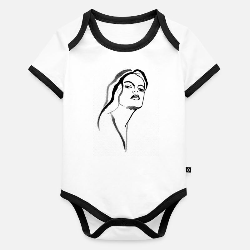 Retro Goddess - gives superpowers! Organic Baby Contrasting Bodysuit