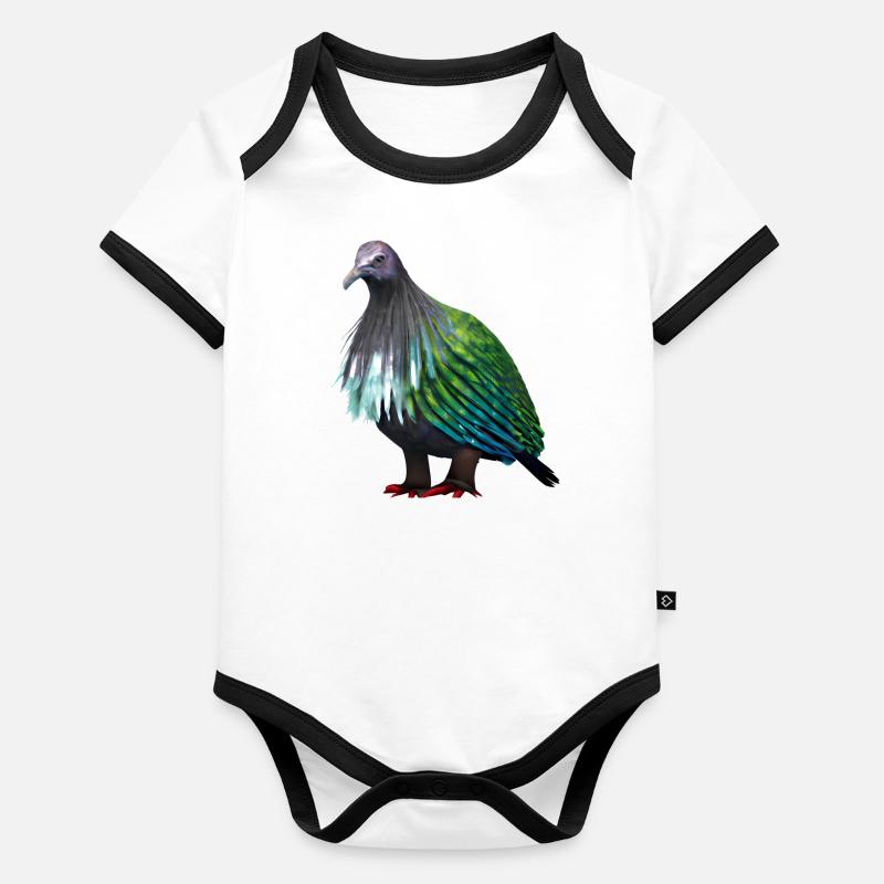 Illustration de pigeon grue Body Bébé bio contrasté manches courtes