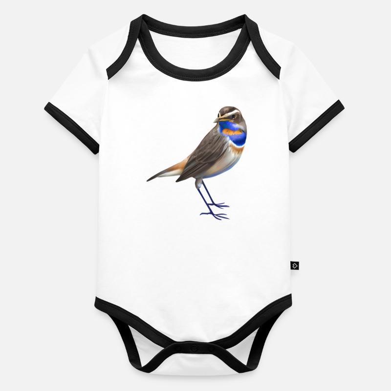 Oiseau gorge bleue Body Bébé bio contrasté manches courtes