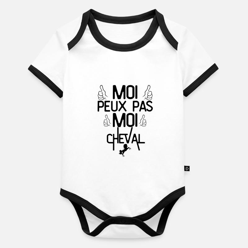 Moi Peux Pas Moi Cheval Body Bébé bio contrasté manches courtes