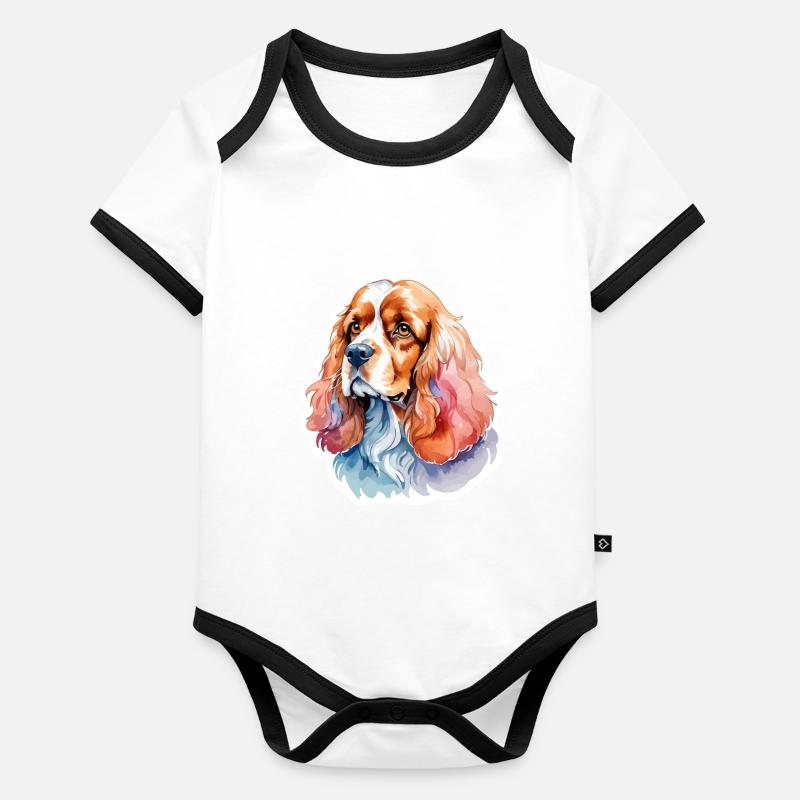 American Cocker Spaniel Wasserfarben Baby Bio-Kurzarm-Kontrastbody