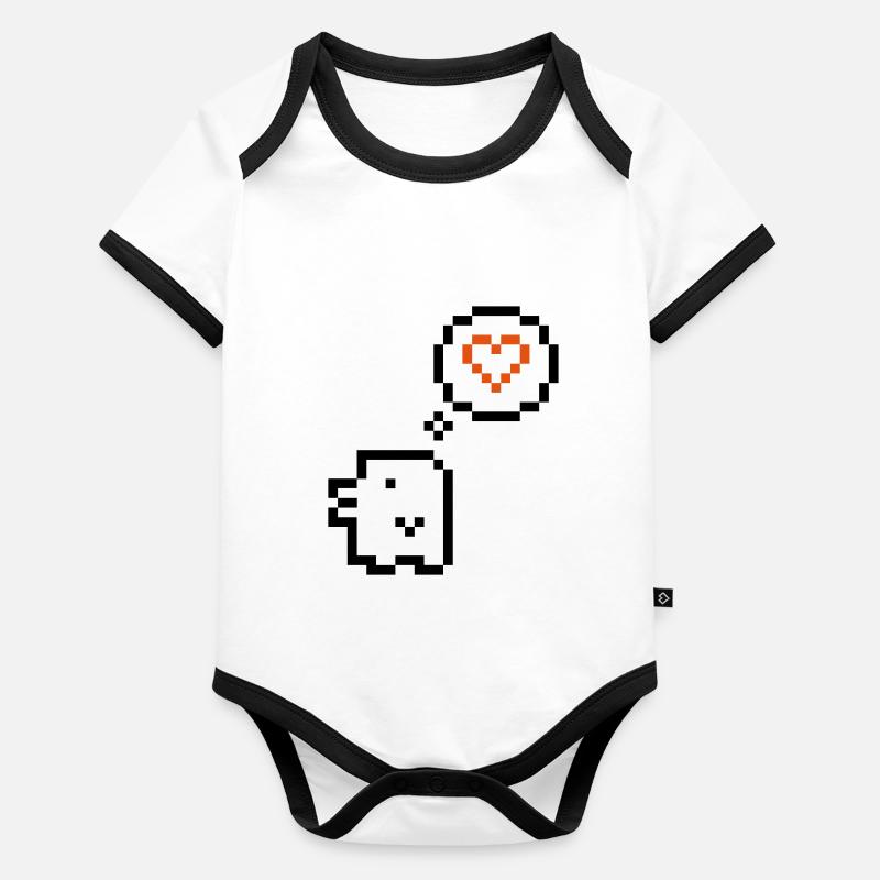 Retro 8 bit pixel love Organic Baby Contrasting Bodysuit