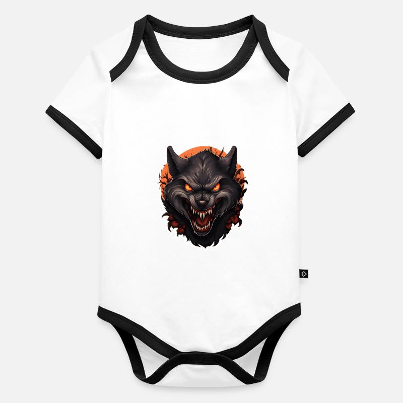 Halloween Werwolf Baby Bio-Kurzarm-Kontrastbody