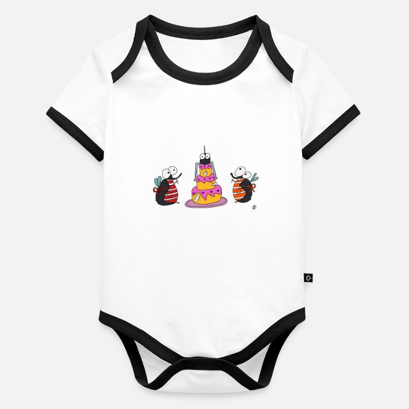 Flies with cake Organic Baby Contrasting Bodysuit
