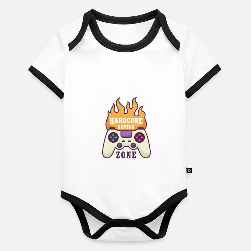 Manette de jeu en feu Body Bébé bio contrasté manches courtes