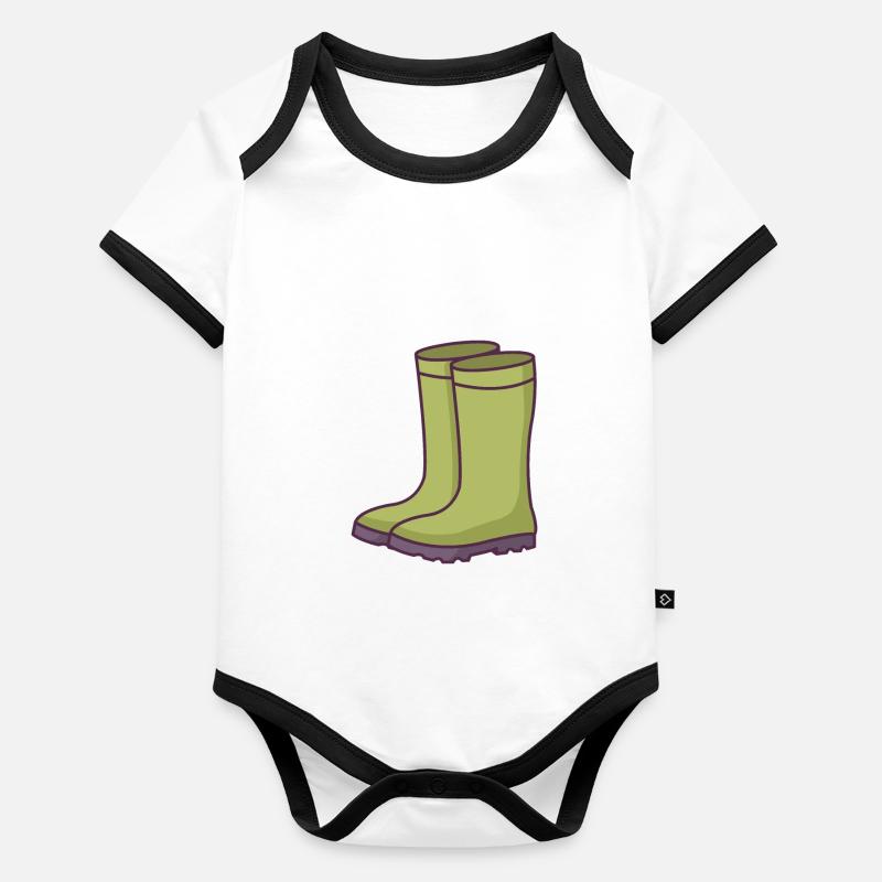 Bottes en caoutchouc Body Bébé bio contrasté manches courtes