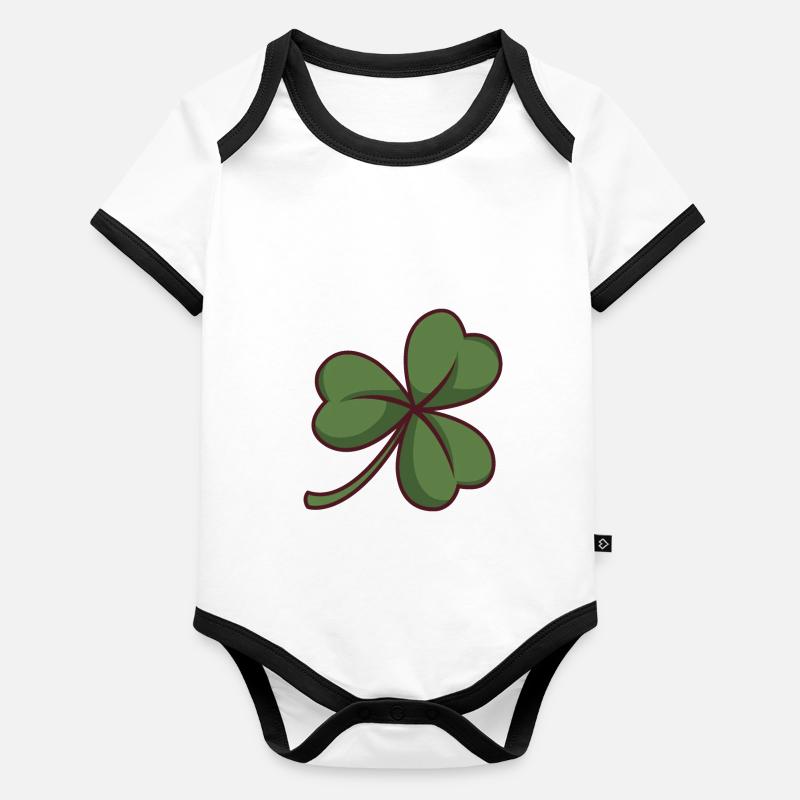 Green Three Leaf Clover Organic Baby Contrasting Bodysuit