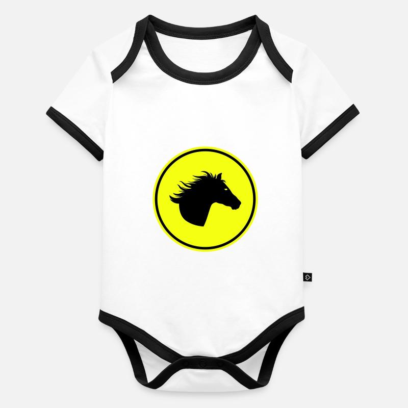 Pferd Horse icon Baby Bio-Kurzarm-Kontrastbody