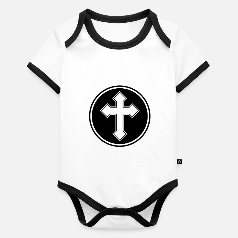Symbole de la croix Body Bébé bio contrasté manches courtes