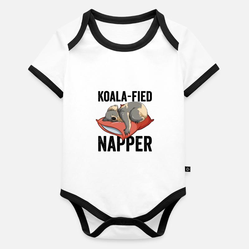 Koala fied Napper Body Bébé bio contrasté manches courtes