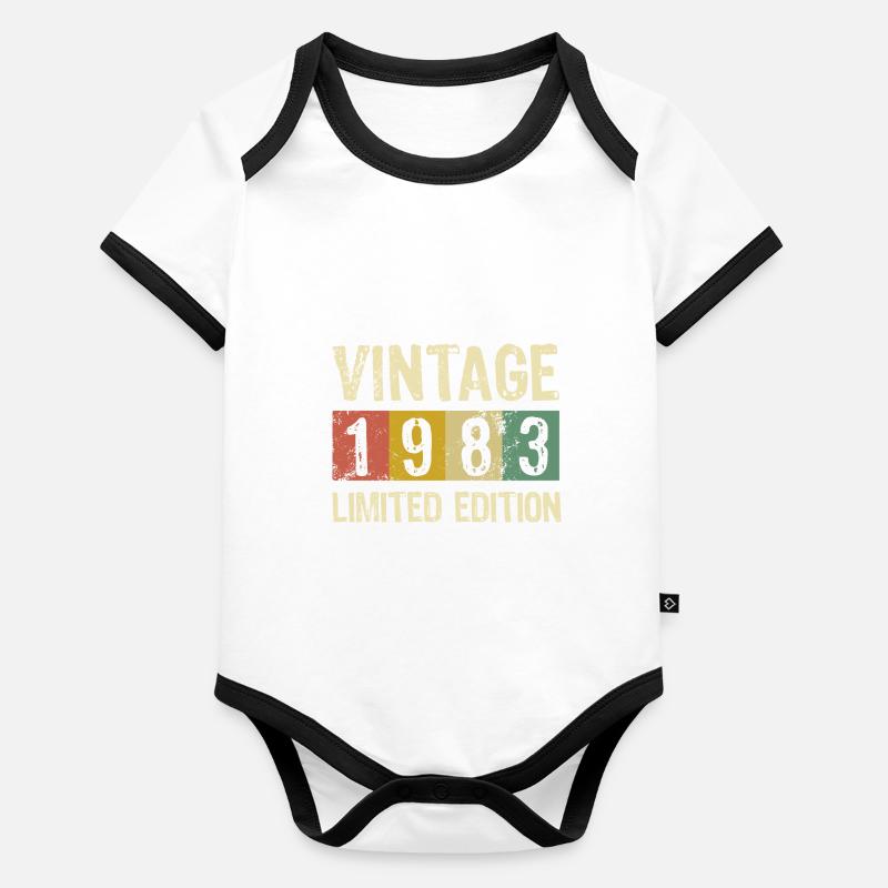 Millésime 1983 - Edition Limitée Anniversaire Body Bébé bio contrasté manches courtes