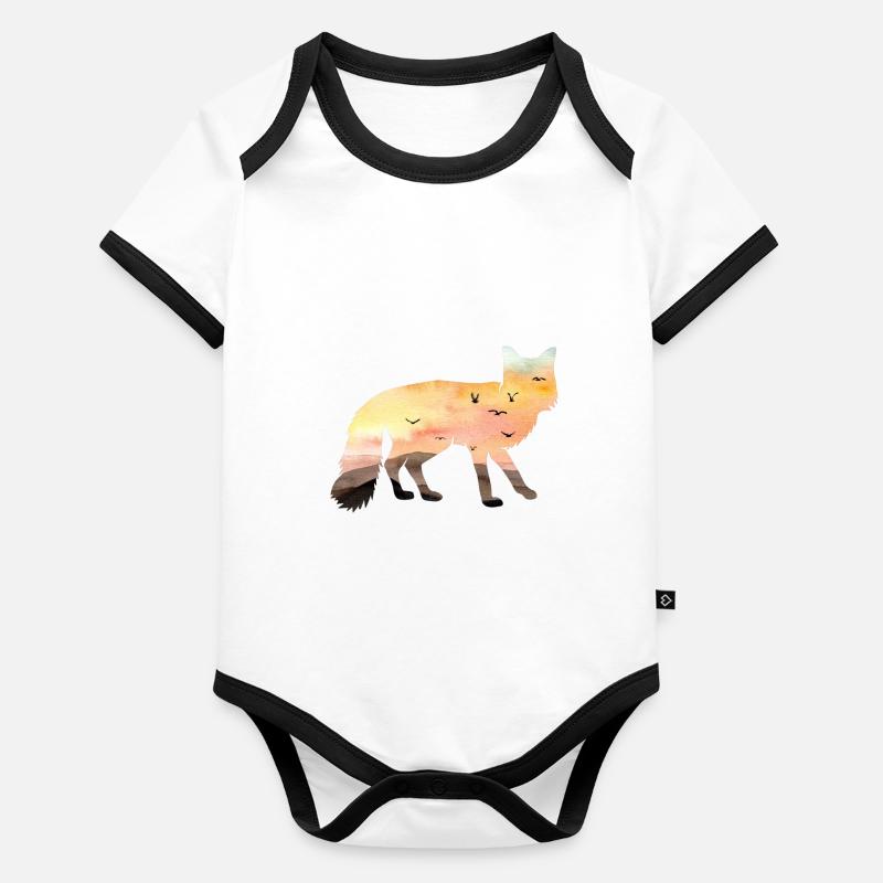Renard Body Bébé bio contrasté manches courtes