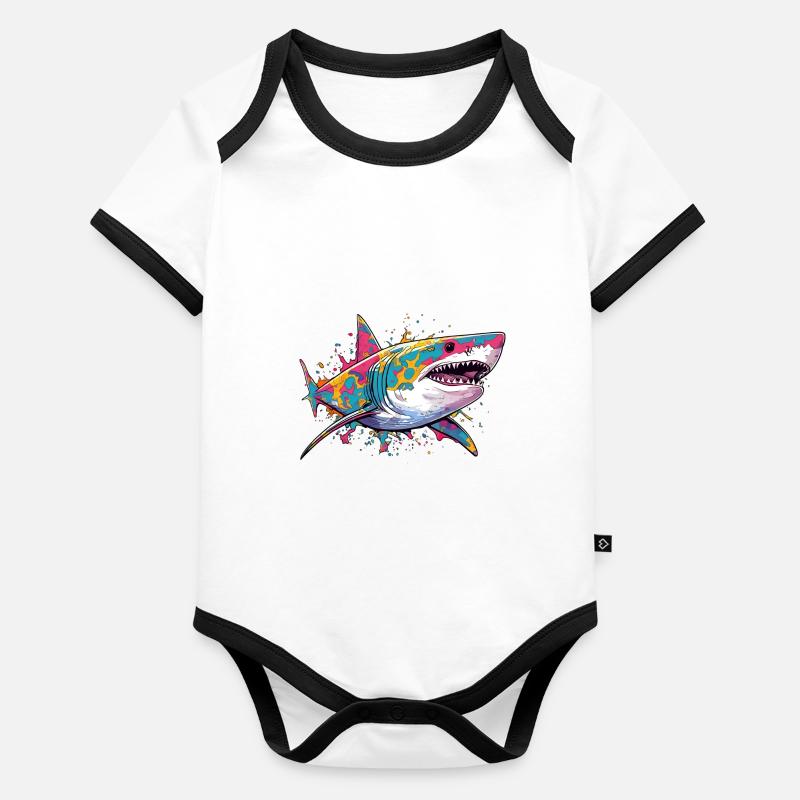 Requin Body Bébé bio contrasté manches courtes