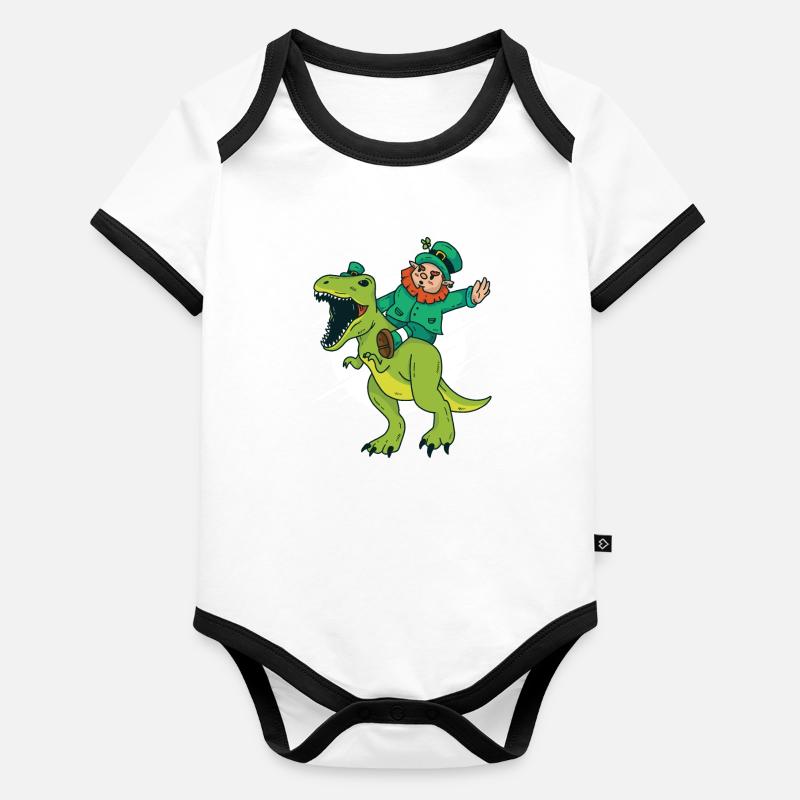 Zwerg reitet Dino Baby Bio-Kurzarm-Kontrastbody