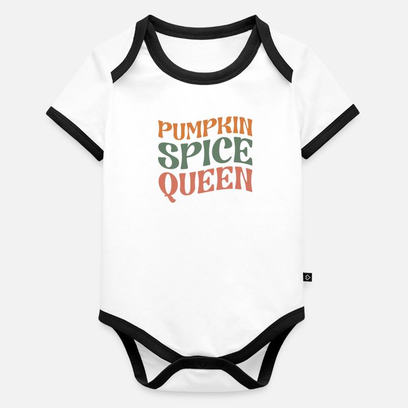 Citrouille Spice Queen PSL Coffee Lover Retro Fall Body Bébé bio contrasté manches courtes