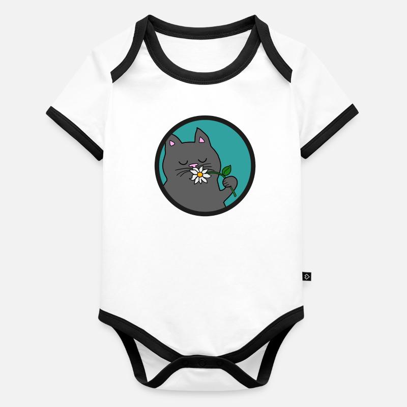 Graue Sommer Katze Baby Bio-Kurzarm-Kontrastbody
