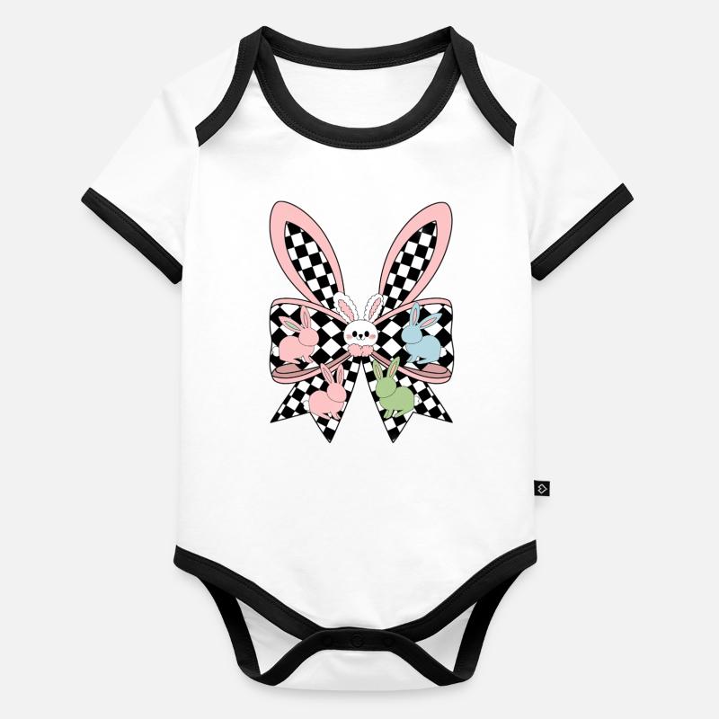 Lapin de Pâques Body Bébé bio contrasté manches courtes