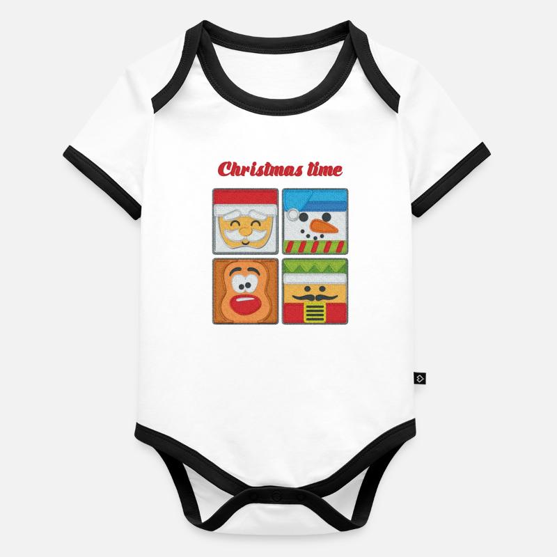 Merry Christmas Organic Baby Contrasting Bodysuit
