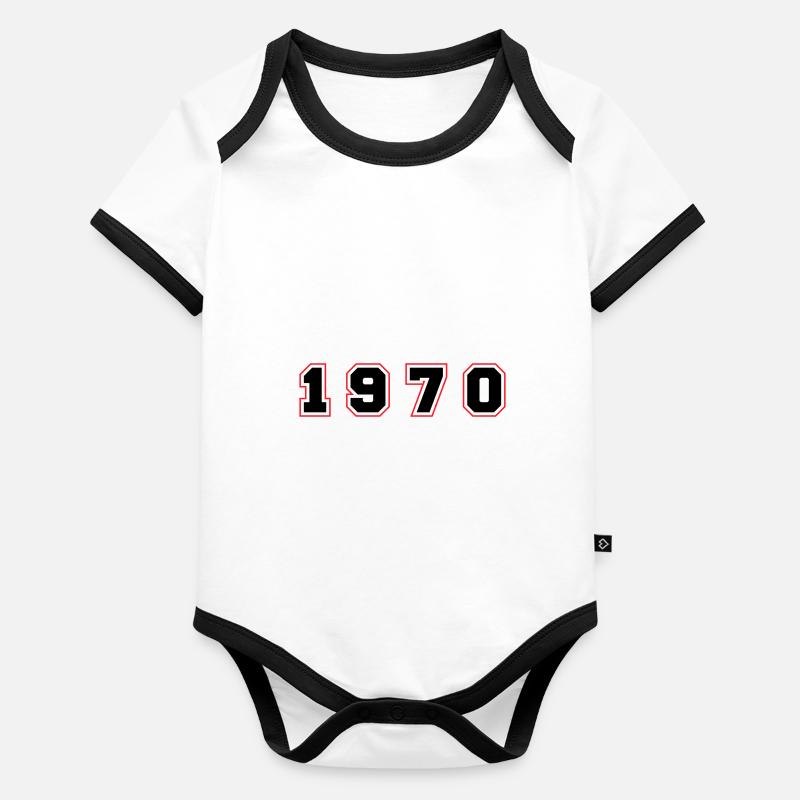 Numéro de l’année 1970 Body Bébé bio contrasté manches courtes