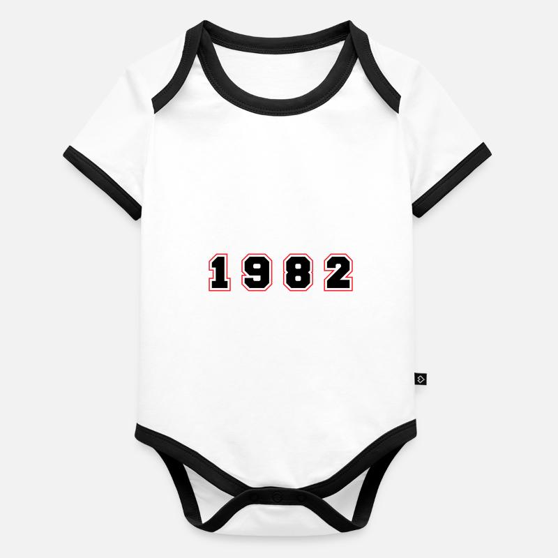 1982 Year Number Organic Baby Contrasting Bodysuit