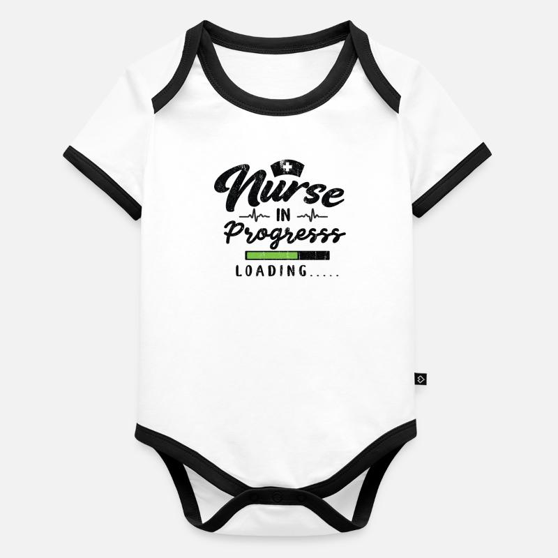 Infirmière en cours Infirmière Body Bébé bio contrasté manches courtes