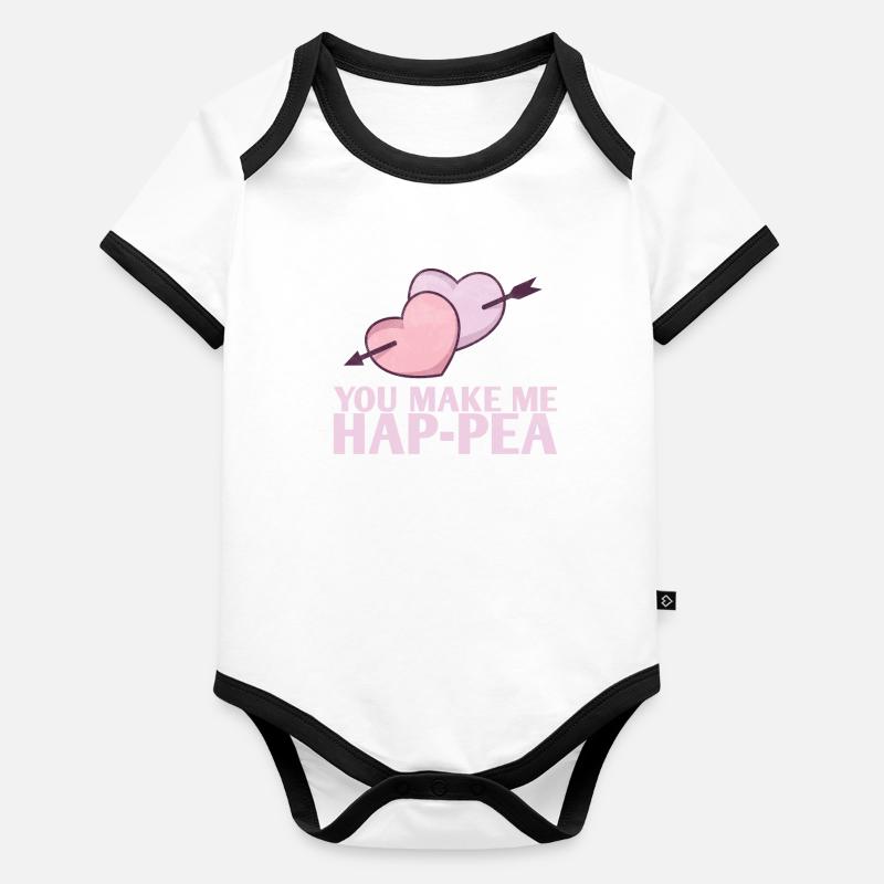 Sie Machen Mich Hap-pea-ehe-design Für Die Braut Baby Bio-Kurzarm-Kontrastbody